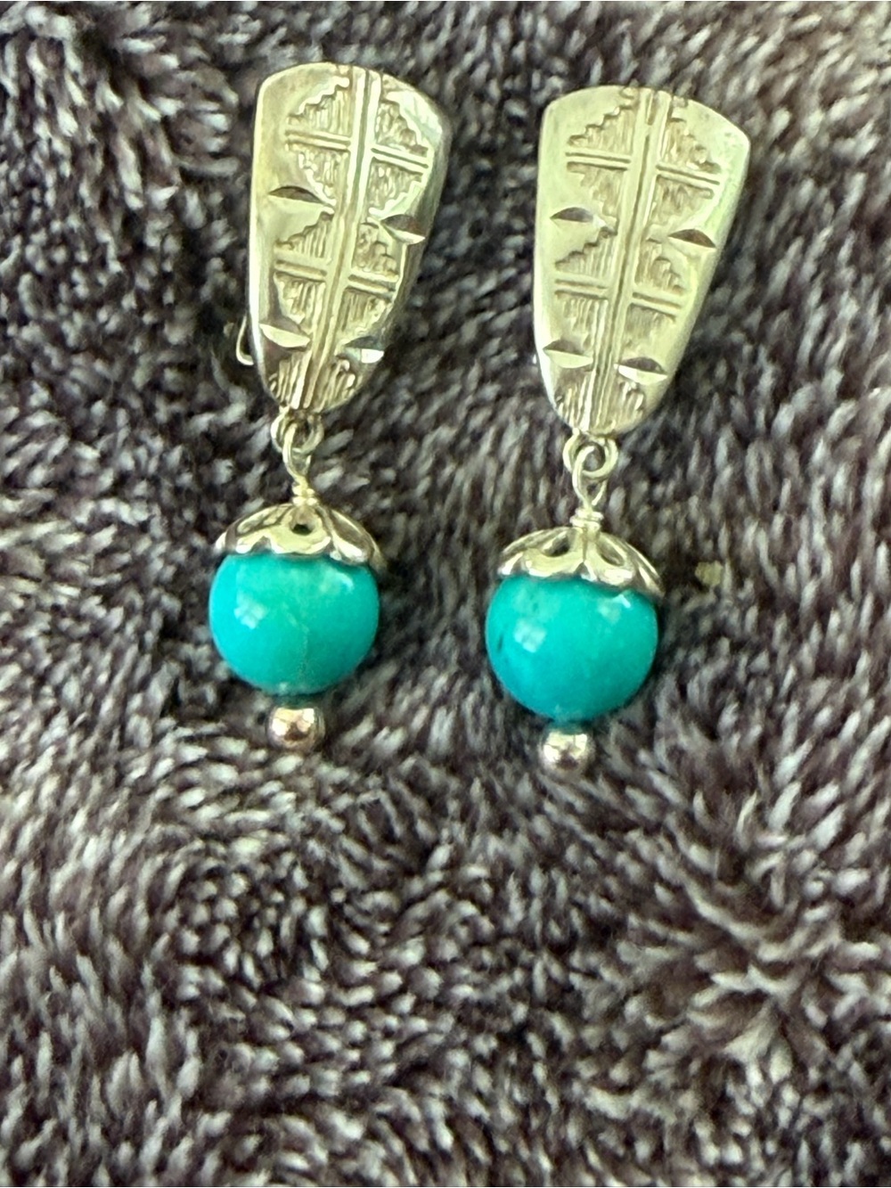 Carolyn Pollack Sterling Silver Blue Turquoise Clip On Earrings  #421